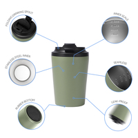 Tasse à Café Anti-Fuite Verte, Gobelet Isotherme de 12 oz, Tasse de Voyage à Double Paroi, Gobelet Isotherme Personnalisé avec Couvercles