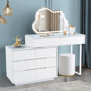 Commode en bois blanc au design moderne avec lumière LED prix de gros vanité pour filles <span class=keywords><strong>maquillage</strong></span> à vendre coiffeuse de luxe pour chambre à coucher - Product Image 6
