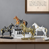 Groothandel Luxe Harsen Galopperend Paard Beeld Modern Huisdecoratie Zwart Wit Paard Beeldje Woonkamer Kantoor Tafel Ornament