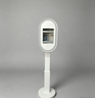 Photomaton portable en métal blanc brillant, design tendance, avec éclairage annulaire LED 13 pouces, pour iPad, impression en libre-service et télécommande