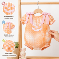 Puresun Ensemble Halloween pour bébé fille : Haut à manches volantées et short rose, tenue citrouille pour tout-petite