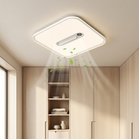 Ventilateur de plafond LED sans pales, moderne, rectangulaire, avec moteur sans balais, affichage numérique, lampe ventilateur dissimulée, silencieux, six vitesses, intensité réglable