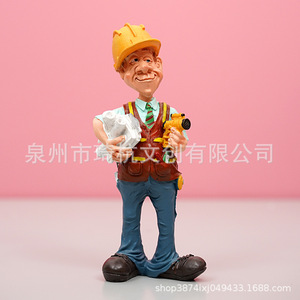 Figura de trabajador de la construcción, resinas sintéticas, decoración de escritorio, regalo de oficina - Product Image 5