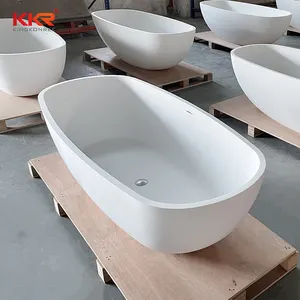 केकेआर आधुनिक बाथरूम टब कृत्रिम पत्थर राल ठोस सतह Freestanding बाथटब