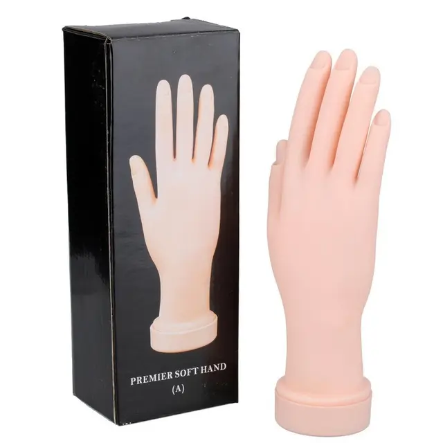 Main de pratique pour l'ongle acrylique, pratique de faux ongles, Mannequin Flexible et pliable en caoutchouc, pratique de formation à l'art des ongles