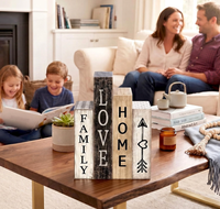 4 pièces Décoration de table style ferme Livres en bois Panneau Famille Doux Nid Doux