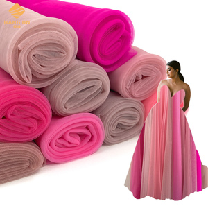 Tela de tul de ilusión de nailon 100%, malla de color rosa para vestido de tutú, falda para niños, venta al por mayor - Product Image 1