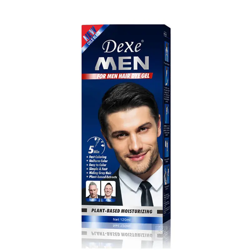 Dexe vĩnh viễn Thuốc nhuộm tóc đen kem cho nam giới nhanh chóng dễ dàng sử dụng ria mép màu tóc kem không amoniac râu Thuốc nhuộm tóc cho người đàn ông