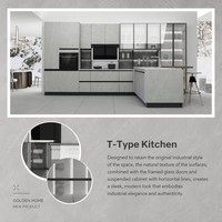 Cuisine industrielle BECKONING |   Rangement modulaire 80/20 dissimulé/visible |   6 finitions à texture ciment |   Verre Laqué Stratifié