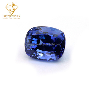 หินแซฟไฟร์หินแซฟไฟร์เบาะยาวสำหรับปลูกในห้องแล็บพลอยไพลินสีน้ำเงินเข้ม - Product Image 1