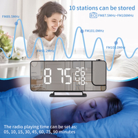 LED-Spiegelanzeige Digital-Wecker mit Projektor mit 2 Alarmen und FM-Radio-Projektionsuhr für Schlafzimmer