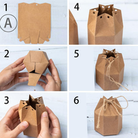 Boîte d'emballage cadeau et alimentaire en papier kraft recyclé hexagonale auto-assemblante avec impression personnalisée pour mariage et bonbons