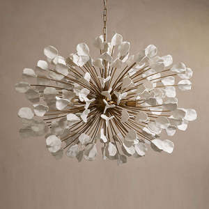 Lustre en céramique nordique à fleurs, moderne, grande branche d'arbre, pétale blanc, luminaire suspendu pour salle de mariage - Product Image 2