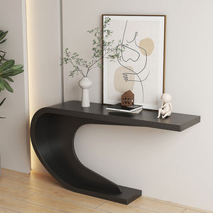 ארון כניסה מודרני לשימוש במלון, סגנון קרם מינימליסטי, שולחן קונסולת אמנות פשוטה לכניסה לסלון. - Product Image 2