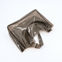 Sac fourre-tout en PVC semi-transparent brillant gris fumé, sac de transport en vinyle à fermeture ouverte, logo personnalisé OEM, sac d'été imperméable