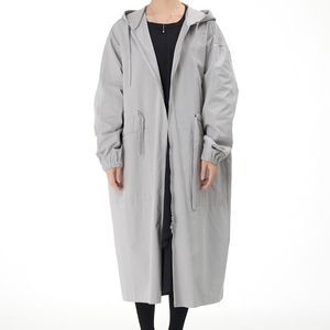 Gabardinas largas con capucha para mujer, talla grande, holgadas, de color liso, con cremallera, a la moda. - Product Image 4