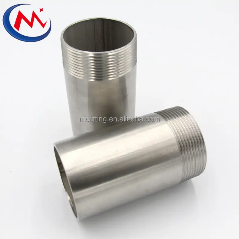 Stainless Steel Sch40/80 Welded / Seamless Male Threaded Barrel Pipe Nipple Double Thread TBE Pipe Nipple