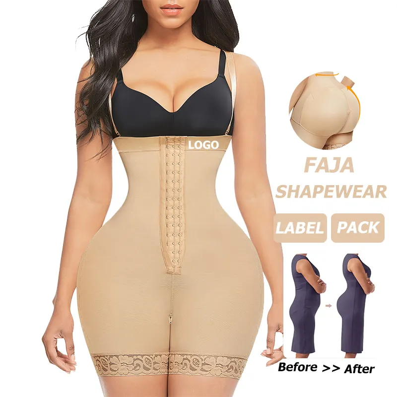 HOT SALE Fajas Colombianas Adjustable Hooks And Zip Elasticity Compression Slimming Tummy Control High Waist Shapewear Pants