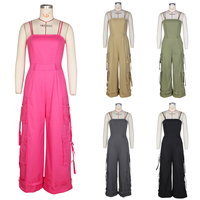 G0665 Combinaison Cargo Décontractée d'Été pour Femme – Haut Halter Sans Manches et Pantalon Large