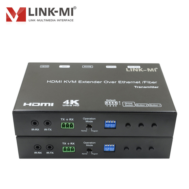 4K HDMI USB KVM Extender Over IP Fiber HDMI Extender 120m Cat5e 60KM Fiber USB2.0 RS232 IR Video Wall
