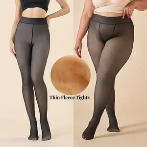 Women's Winter Warm Fleece Tights Ladies Thermo Pantyhose Fake Translucent  Insulated Tights High Waist Sexy Stockings Leggings