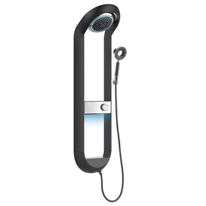 Ensemble <span class=keywords><strong>de</strong></span> douche mural noir avec <span class=keywords><strong>barre</strong></span> coulissante, fonction pluie, cascade et jet <span class=keywords><strong>de</strong></span> massage, à commande monocommande, pour Hôtels, Appartements, Villas - Product Image 3
