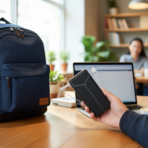 Batterie externe portable 10000mAh avec prise US, 2 câbles intégrés, 4 sorties, 3 entrées, compatible iOS Ph - Product Image 2