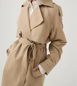 معطف ترنش نسائي جديد لخريف وشتاء، جاكيت متوسط الطول بقصة واسعة، مصنوع من القطن مع حزام، ملابس بتصميم وتصنيع مخصص حسب الطلب - Product Image 2