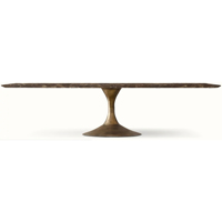 Table à manger rectangulaire moderne de luxe en marbre avec pieds en métal, mobilier de maison personnalisé