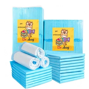 Protège-draps jetables écologiques et durables en plastique bleu à motifs de dessins animés pour chiens, chats et lapins, 60x90cm, certifiés CE - Product Image 1
