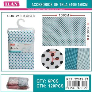 Tessuto a Pois Ilan 100x150cm Bianco con Puntini Blu per Decorazione Casa - Product Image 1
