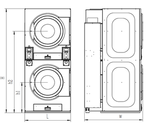 Sèche-linge commercial en libre-service, machine de séchage à double pile, gaz/électrique/vapeur, 15kg, fonctionne avec des pièces de monnaie - Product Image 2