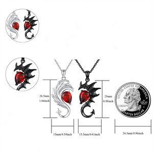 San valentino regali <span class=keywords><strong>angelo</strong></span> <span class=keywords><strong>e</strong></span> diavolo ali ciondolo coppia collana per uomo donna gotico rosso zircone amante collana - Product Image 2