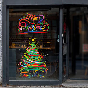 Autocollants de fenêtre de Noël, décorations élégantes pour les magasins de centres commerciaux, atmosphère de Noël, chapeau de Noël, cornes de renne pour la vitrine - Product Image 4