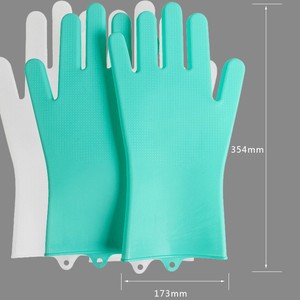 Guantes antideslizantes de silicona de 35,4 Cm, impermeables para cocina, lavavajillas, cuidado de mascotas, uso doméstico, color gris y azul sólido - Product Image 2
