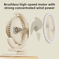 Lampe de Nuit LED avec Ventilateur Portable USB Rechargeable à 3 Vitesses pour Bureau et Maison