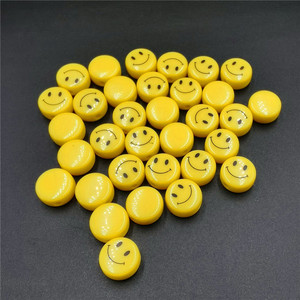 Yellow Smiley Face Acrylic <b>Beads</b> 5x10mm Round <b>Loose</b> <b>Beads</b> For Jewelry Making 100 Pieces Pack - Product Image 2
