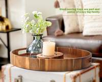 Plateau de service jetable extra large de 20 pouces en bois d'acacia robuste pour usage domestique, table basse ottoman, rangement de charcuterie