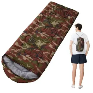 Outdoor camping emergency Camo cotton sleeping bag Portable camping thickened warm waterproof sleeping bag with hat