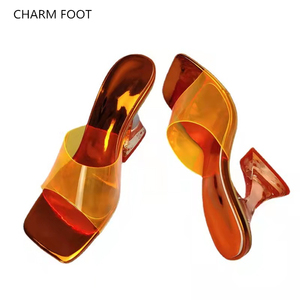 <span class=keywords><strong>La</strong></span> parola trasparente <span class=keywords><strong>di</strong></span> moda europea e americana all'esterno indossa bicchiere da vino e cristallo femminile e grandi pantofole - Product Image 5