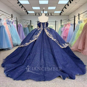 Dy5926 Magnifique robe de bal en mousseline de soie pour Quinceañera, robes de fête, appliques, taille naturelle scintillante, antistatique, 100% coton, maxi - Product Image 3