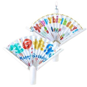 Fan Shaped Birthday Candles Happy Birthday Design Paraffin Material Single Wick Cake Toppers Decorations - Product Image 5