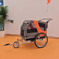 Remorque de vélo pliable en textile pour animaux de compagnie, 2 roues, chariot de transport pour chien, poussette de voyage avec fermeture éclair, couleur et logo personnalisables