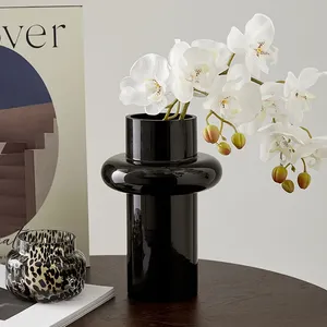 Haupt dekoration Wohnzimmer Anordnung High-End große Blumen kreative Glas & Kristall Vasen Schwarze Glasvase