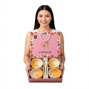 Ensemble de tasses à thé en céramique de luxe, coffret cadeau personnalisé avec logo imprimé, emballage floral, fabriqué à Delhi, articles ménagers, ensemble de service alimentaire - Product Image 2