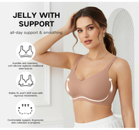 Sujetador sin aros con corte láser y borde festoneado, talla grande, cierre trasero, push-up, XL XXL, para mujer, sin aros, para pechos grandes