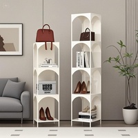 Étagère à livres ouverte moderne en forme d'arche, bibliothèque d'angle étroite, meuble de rangement autoportant, présentoir décoratif pour salon et maison