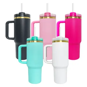 H2.0 powder coated 40oz gold plated quencher tumbler coffee mugs cups with handle for engraved