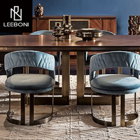 Offre spéciale Prix en laiton brossé Design de luxe Ensemble de table de salle à manger avec dessus en marbre italien