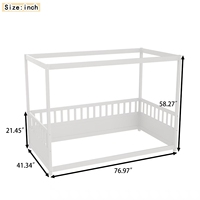 Lit à baldaquin double blanc avec barrières de sécurité, lit Montessori en bois pour chambre d'enfants filles et garçons
